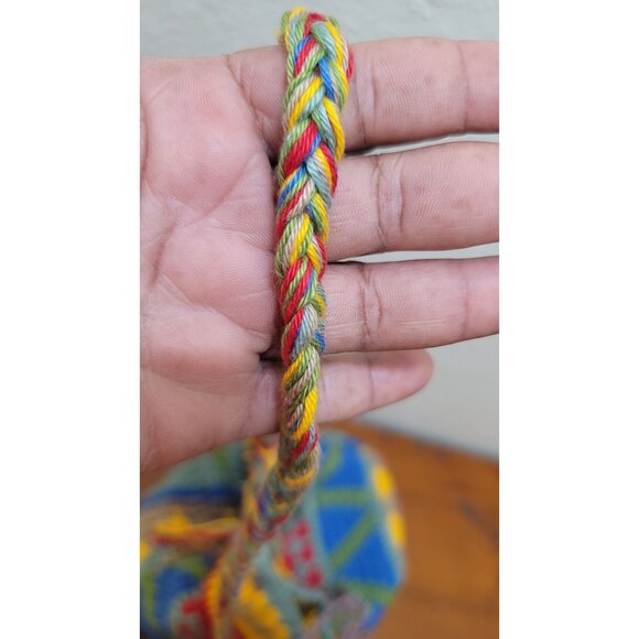 Handcrafted Colorful Crochet Sling Bag With Drawstring Closure For Boho-Chic Sty - Picture 6 of 8